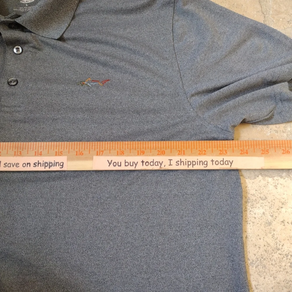 Greg‎ Norman Polo Shirt Men Large Gray Golf Short Sleeves Logo Sporty Casual